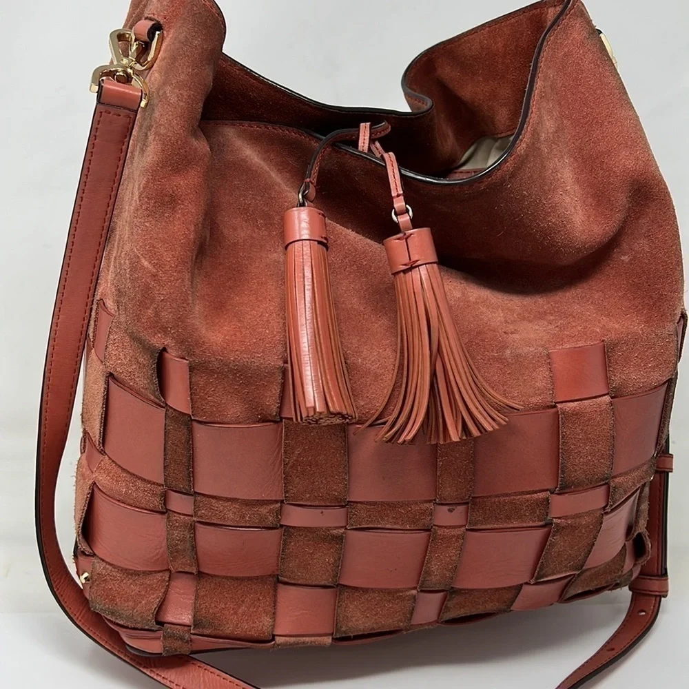 MICHAEL Michael Kors Vivian Cinnamon Suede Leather Shoulder Bag